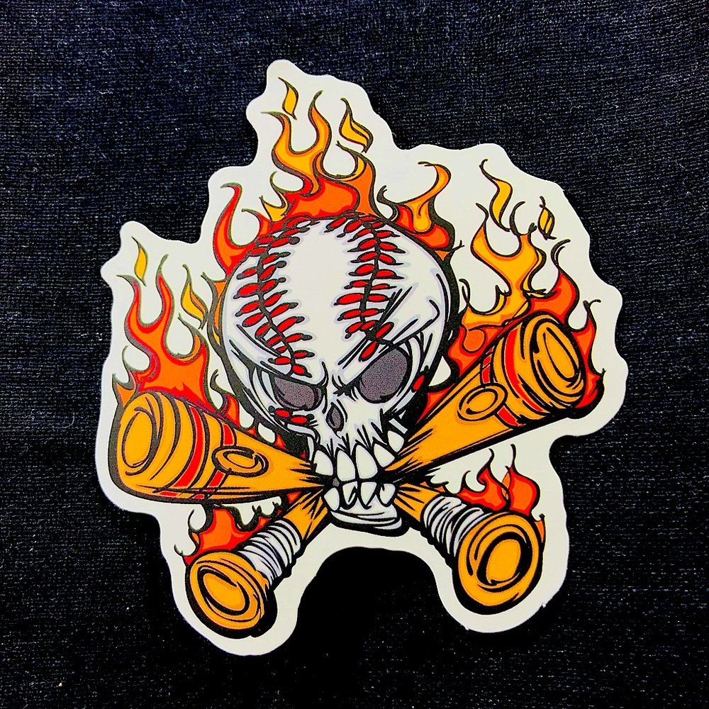 Baseball Skull Single Decor Accent Sticker